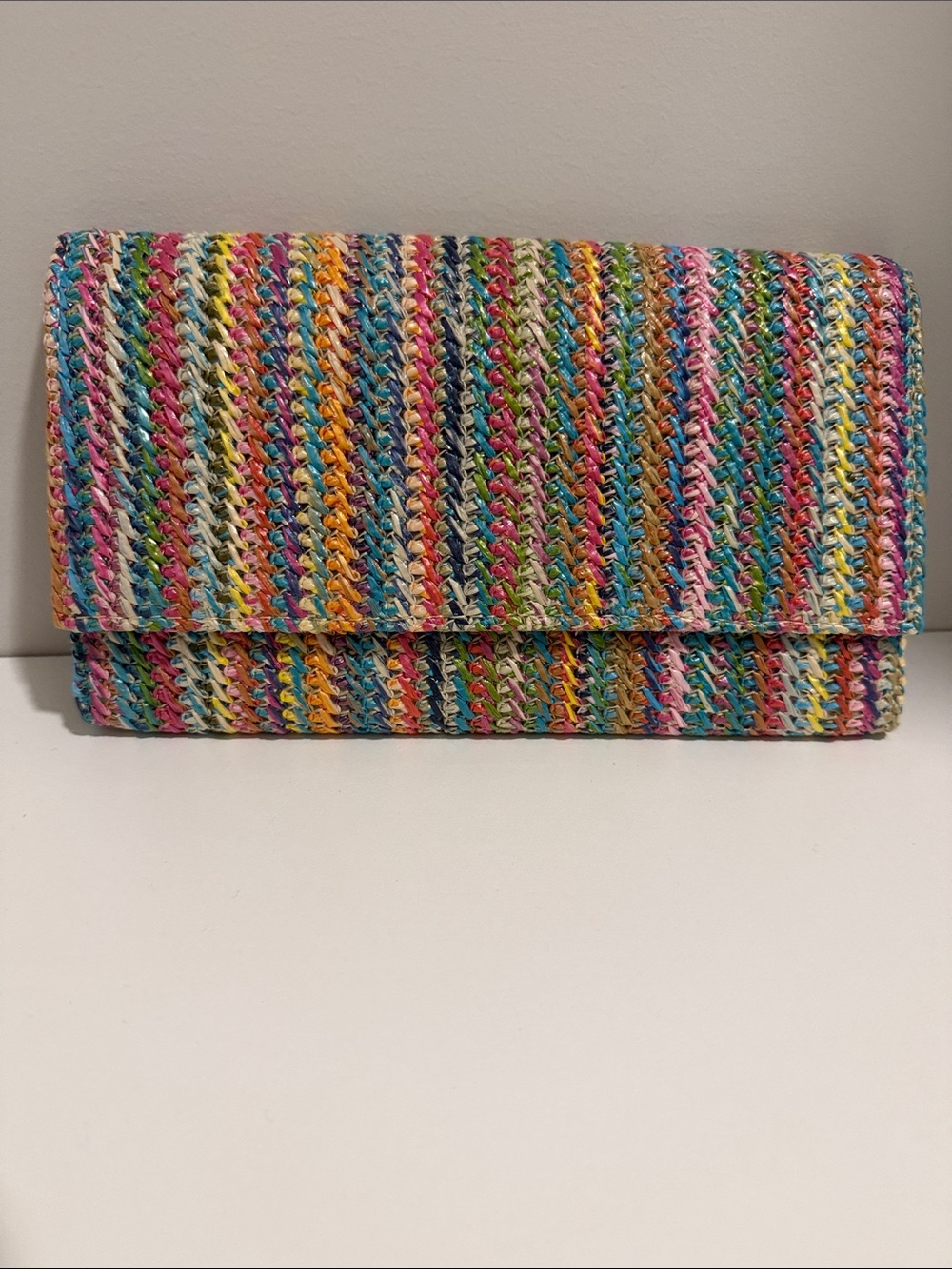 Woven Multicolor Straw Clutch - Women Bags